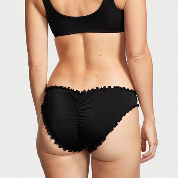 Victoria’s Secret Swim Capri Ruffle Cheeky Bikini Bottoms Black LAST ONE - Picture 2 of 4